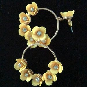Canary yellow flower hoop earrings - have 2 pair.